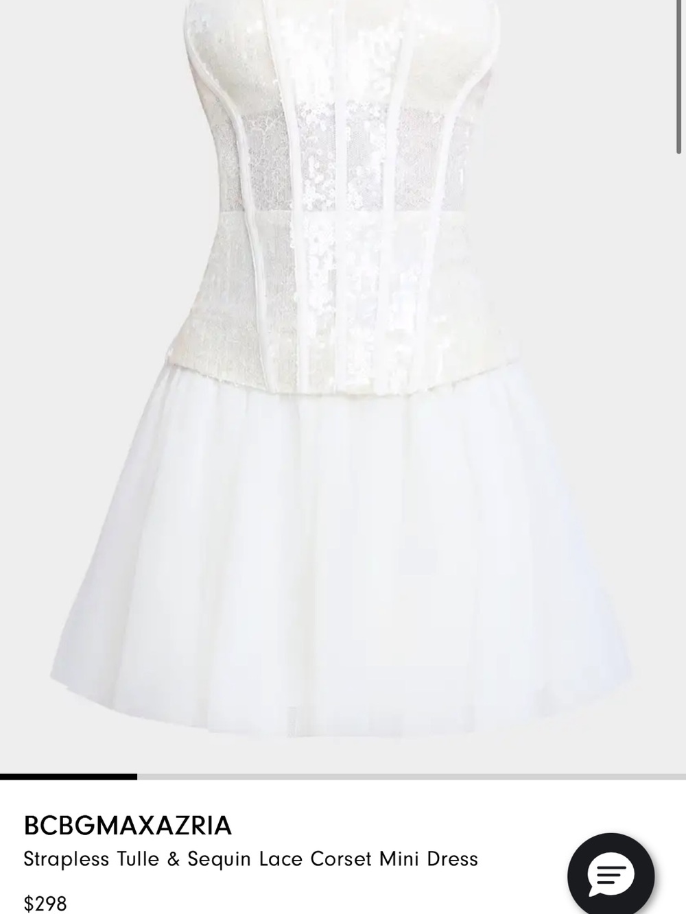 BCBGMaxAzria White Strapless Sequin Lace Corset Mini Dress